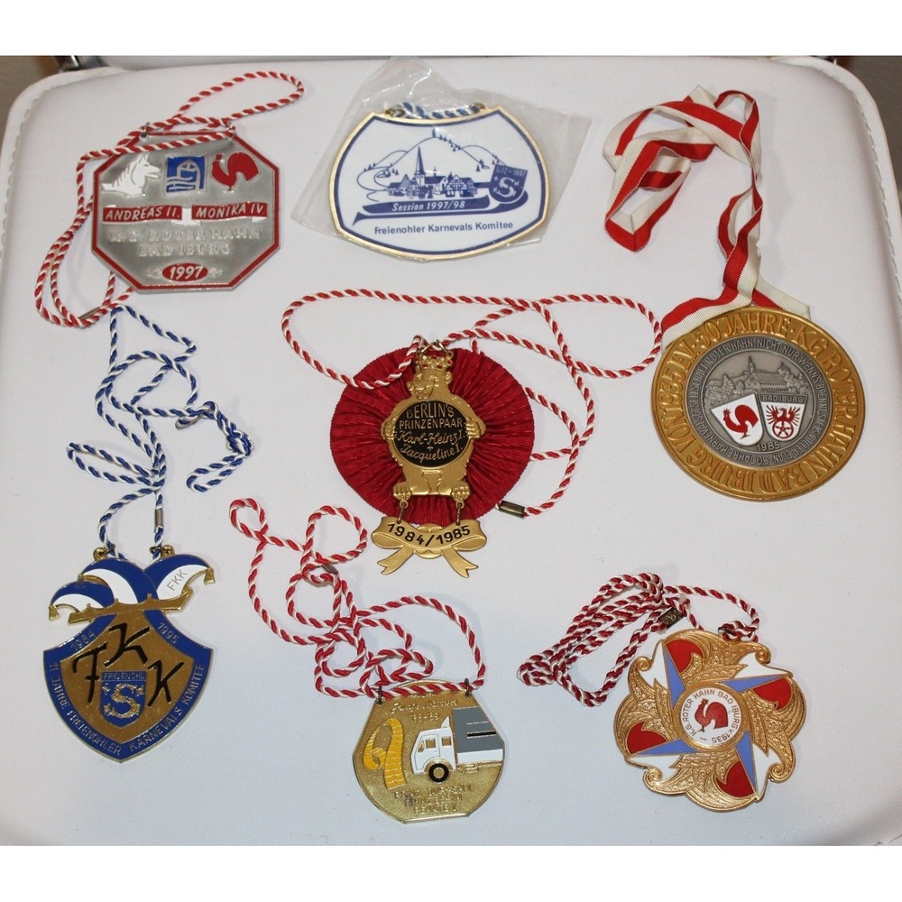 lot of 7 vintage German carnival orden medals 1980s 1990s souvenir